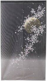 【母の日父の日】大人気 のれん 月夜に舞桜　約85×150cm