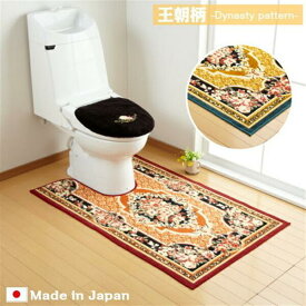 【80センチ幅】【王朝柄】耳長ロングトイレマット＜日本製＞＜抗菌・防臭＞　80cm×130cmレッド