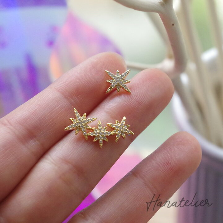 楽天市場】トレンドの八芒星☆クリスタルスターのアシンメトリーピアス 