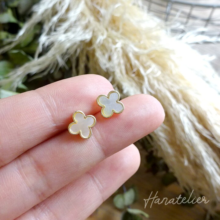 楽天市場】送料無料！天然シェルクローバーピアスの3ペアセット（6個  