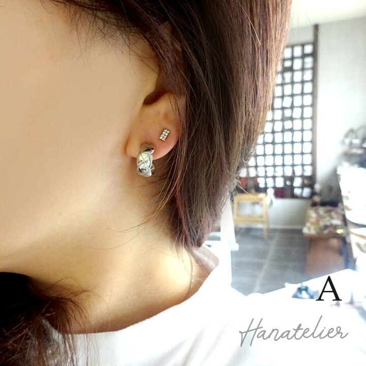 楽天市場】選べる3type・キルティング・メタルフープピアス（大中小×2 