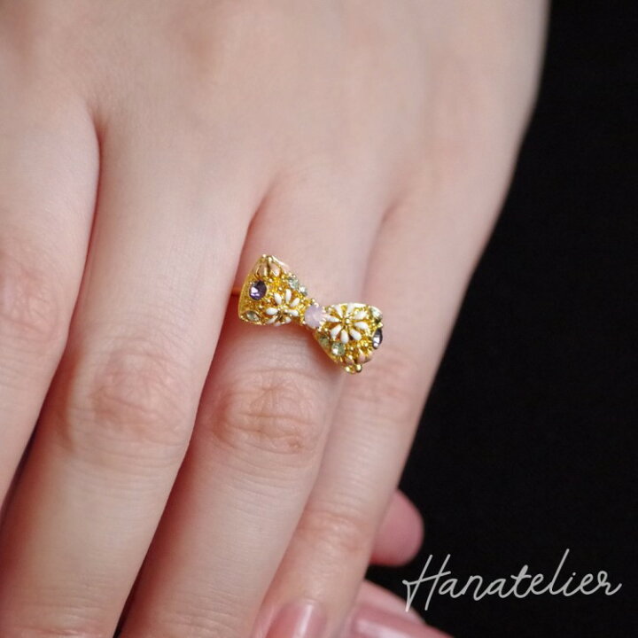 楽天市場】フリーリングで新発売！RomanticRibbonフラワガーデンリング 