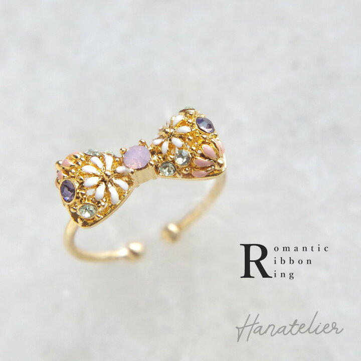 楽天市場】フリーリングで新発売！RomanticRibbonフラワガーデンリング 