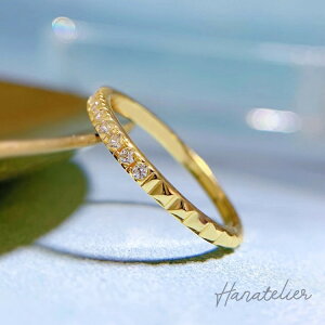 【3色】ステンレスリング ハーフエタニティ&スタッズ 細華奢デザインrin036 -3wr アレルギー対応リング11号14号 ゴールド ピンクゴールド シルバー