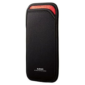 エレコム スマホポーチ 1台収納 Lサイズ スリップインタイプ 背面ポケット付 i Phone、AQUOS、Galaxy、Xperia ブラック P-05SNCBK