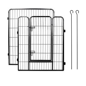 DUDULIFE ペットフェンス 大型犬用 中型犬用 ペットケージ 折り畳み式 ペットサークル スチール製 複数連結可能 室内室外兼用 犬小屋 ペット用品 (100X80cm-2枚)