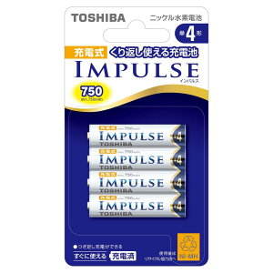 TOSHIBA ニッケル水素電池 充電式IMPULSE 単4形充電池(min.750mAh) 4本 TNH-4A 4P