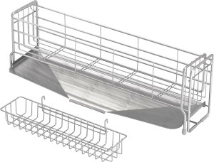 ヨシカワ 水切りラック 水切りかご 日本製 スリム 幅10×奥行47cm 2~3人用 シンクサイド 幅の広がる水切り 1306197 食器 水切り カゴ 台所 シンク トレー キッチン バスケット