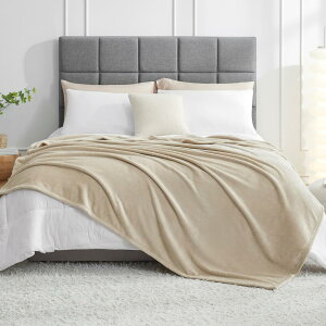 Hansleep 毛布 もうふ 冬用 ダブル ブランケット 大きめ 200x220cm 大判 グレージュ マイクロファイバー 柔らかく 肌触り フランネル 洗える 軽量 静電防止 四季適用 (200x220,グレージュ)