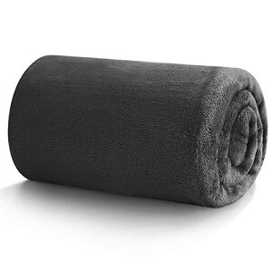 Hansleep 毛布 ひざ掛け 冬用 ブランケット オフ ィス 通気 ハーフケット マイクロファイバー 柔らかく肌触り フランネル 洗える 静電防止 四季適用 (70x100,グレーブラック)