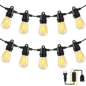 Benature ストリングライト 屋外 防水 24m 延長コード スイッチ付き 27個LED電球 電球色 PC素材 破損しにくい E12口金 連結可能 屋内照明 パーティー電飾 ガーデンライト 結婚式 庭 誕生日 商店街