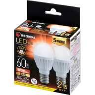 【E17】アイリスオーヤマ LED電球 60W形相当 電球色 口金直径17mm 広配光 60W形相当 電球色 2個パック 76…