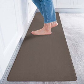 Baibu Home キッチンマット 拭ける 洗濯いらず 低反発 クッション 8mm 踏み心地いい ポリ塩化ビニー ル ずれない 台所 マット はっ水 防汚 180cm ブラウン
