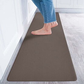 Baibu Home キッチンマット 拭ける 240 踏み心地いい 台所マット 厚さ8mm ブラウン はっ水 洗濯いらず ロング 床マット 滑らない ポリ塩化ビニル素材