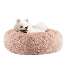 Epochtech 猫ベッド 犬ベッド ふわふわ ラウンド型 暖かい ペットクッション 滑り止め 防寒 洗濯可能 子犬 猫用 サイズ選択可 カラー選択可 (60cm, ベージュブラウン/取り外し可能)