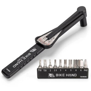 BIKE HAND 自転車 トルクレンチセット 差込角1/4インチ(6.35mm) 1〜12N・m 携帯 小型 10ビットセット付き 台湾製 (YC-637+Bits)