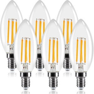 Tengyuan �V�����f���A�d�� 60W�`���� LED �N���A�d�� 6W E14���� �t�B �������g E14 6���� LED�d�� �d���F 2700k 600lm C35 �N���A�^�C�v �V�����f���A�`