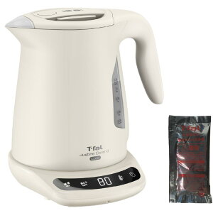 【ネット限定】ティファール 電気ケトル 1.2L 大容量 温度調節 8段階 転倒お湯もれロック ジャスティン ロック コントロール 蒸気が出にくい設計 保温 ケトル専用洗浄剤(1包)付き アイボリー