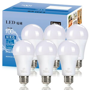LEDd E26 100W` 12.3W F 6500K 1580lm Px Lz^Cv F ȃGl `Ή s 6 (100W` F)
