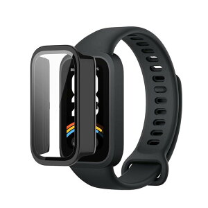 For XiaoMi Smart Band 9 Active pKX tČ^ P[XyYEZHUzSʕیP[X PCt[+KXtB̌^ EȒP ^ y ϏՌ h~ (ubN)