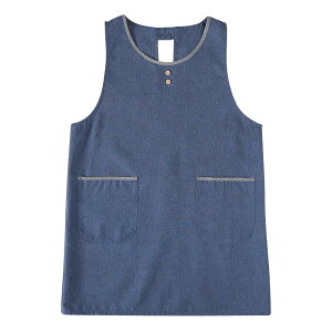 Poweforest エプロン オシャレ かわいい ポケット付き さらりと軽い 動きやすい女性用 人気アイテム 保育士 介護士 ガーデニング 料理教室(ネイビー,LL)