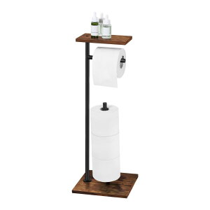 自立式トイレットペーパーホルダー トイレットペーパーホルダー トイレットペーパースタンド ティッシュホルダー 置き型ペーパーホルダー ペーパーホルダースタンド 金属ホルダー 木製棚
