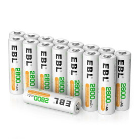 EBL 単3電池 充電式 2800mAh 単3充電池 16本パック 単三電池 充電式電池 収納ケース付き充電池 単3 単三充電池