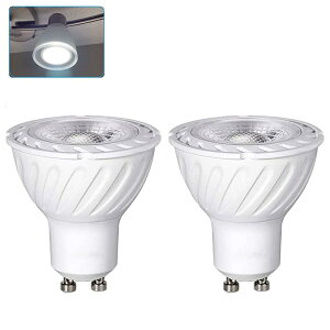 GU10 Led�d���AGU10�����A5.5W Led�d���A50-60W�n���Q�����ʁA�����F6000K�A�ȃG�l�A�񒲌��Ή��A550lm�A100V-130V�A�O���A���ߍ��ݏƖ��p�B2����