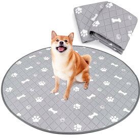 洗える ペットシーツ 丸型 八角形ペットサークルに最適 おしっこパッド 猫 犬用 多頭飼い ペット用 トイレ下敷きマット 速乾 脱臭 抗菌 滑り止め 大判サイズ（グレー　直径91.5cm 二枚セット）