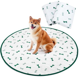 洗える ペットシーツ 丸型 八角形ペットサークルに最適 おしっこパッド 猫 犬用 多頭飼い ペット用 トイレ下敷きマット 速乾 脱臭 抗菌 滑り止め 大判サイズ（ホワイト　直径121cm 二枚セット）