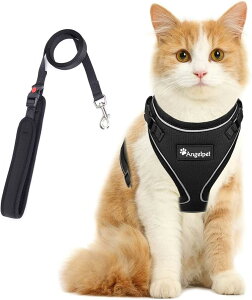 猫 猫用 ハーネス 胴輪 猫具 ねこ ネコ 子猫 子犬 小型犬 散歩 お出かけ 抜けない ベスト ソフト胸あて 軽量 頭を通さずマジックテープで装着 サイズ調節可 夜反射 通気メッシュ (Sサイズ (x 1)