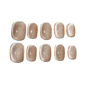 Sun&Beam Nails 手作り ネイルチップ ショート 短め ラウンド 無地 肌色 ベージュ キャットアイ マグネット 人気 おしゃれ 可愛い 付け爪 10枚入 (#95 L)