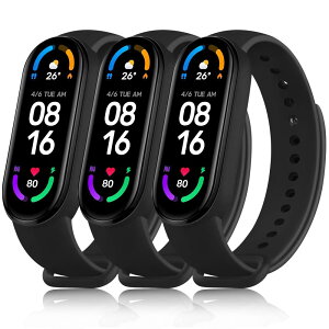 ATUP �R���p�`�u�� Xiaomi Mi Band 6 / Xiaomi Mi Band 5 �o���h �ւ��x���g �_�炩�� �V���R���� �����x���g �Ή� �X�}�[�g�o���h (�u���b�N+�u���b�N+�u���b�N)