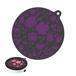 KR KITCHENRAKU ihマット ihクッキングヒーターマット 温度変化により色が変わる 黒系パープルtoピンク 柄2 24cm 1枚 滑り止め 夏っぽい 傷防止 シリコンマット 断熱パッド