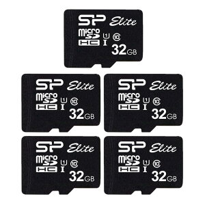 Silicon Power �V���R���p���[ Elite microSD�J�[�h 32GB 5���p�b�N �A�_�v�^�[�t��