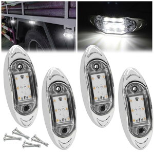 Ygmylandbb LED マーカーランプ サイドマーカー 車幅灯 側方灯 路肩灯 リアサイドライト 信号灯 トラック用品 6連LED 小型 汎用 高輝度 防水 12V 24V トラック サイドマーカーランプ ライト メッキフ