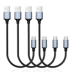 aceyoon USB Type C �P�[�u�� 20cm �Z�� 4�{�Z�b�g �^�C�vC �P�[�u�� 0.2M �ő�3A USB-A to USB-C 20�Z���` ���ϋv�i�C�����҂� USB-C �@��ɑΉ� USB C Cable