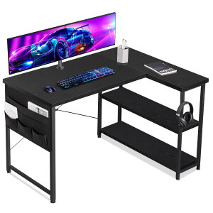 YeTom ゲーミングデスク l字デスク pcデスク 右棚左棚 幅107cm ゲーミングテーブル gaming desk 収納袋付きオフ ィスデスク ゲームデスク ゲーミング机 ??? つくえ ライティングデスク い