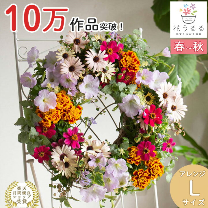 楽天市場】花うるる リース 寄せ植え [アレンジ Lサイズ] おまかせ 