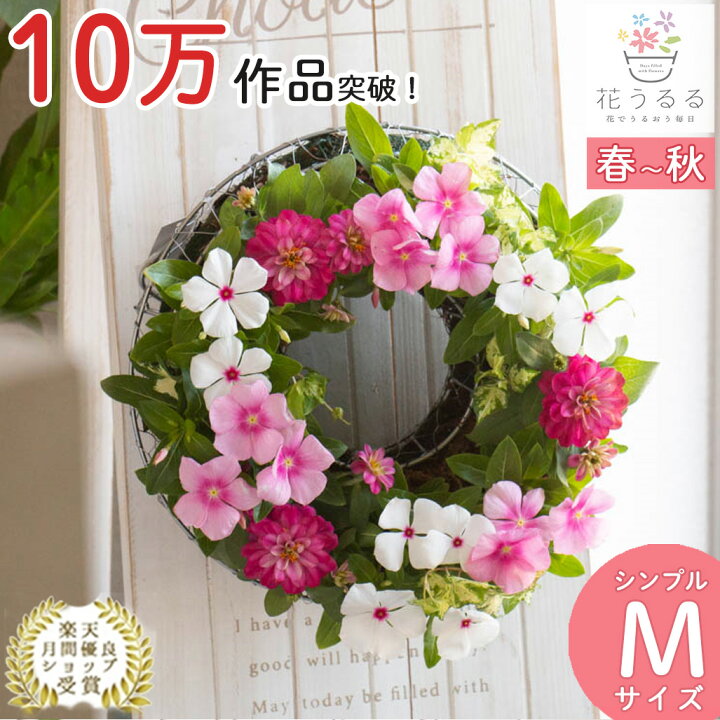 楽天市場】花うるる リース 寄せ植え [シンプルMサイズ]おまかせ 