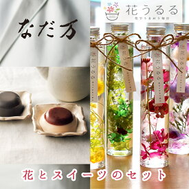 ＼楽天スーパーSALE 割引 ／＼即日発送／プレゼント 花とスイーツ 和菓子 [なだ万プリン ハーバリウム セット ] お菓子 花 スイーツセット お花 ギフト母 完成品 義母 祖母 玄関 おしゃれ フラワーギフト 妻 孫 孫から 60代 70代 80代 90代 2024 瓶 母の日