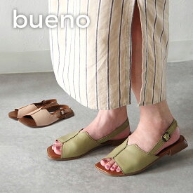 BUENO SHOES ブエノシューズ センターシームサンダル 【L4202】 バックストラップ フラットサンダル つっかけ ローヒール カジュアル スクエアトゥ トルコ製 本革 レザーサンダル