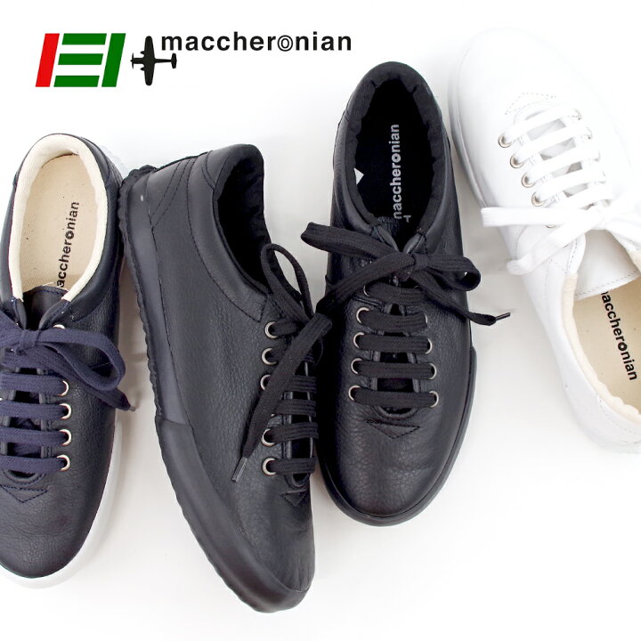 楽天市場 クーポン発行中 Maccheronian マカロニアン ローカット レザースニーカー 0039l ブラック Black 黒 ハンドメイド スニーカー メンズ レディース 靴 22 Shoe Closet