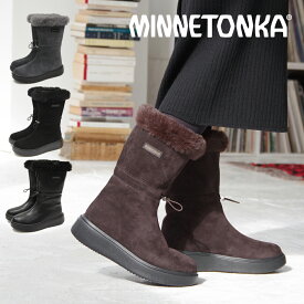 ミネトンカ MINNETONKA 正規販売代理店 正規品 ボアミドルブーツ【18M16】 スエード レザー ブラック 黒 ブラウン 茶　撥水加工 防寒