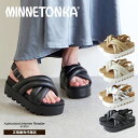 ミネトンカ MINNETONKA 正規販売代理店 正規品 クロスベルトパデッドサンダル【23M03】厚底 パフィーサンダル スポーツサンダル スポサン プラットフォーム クロスベルト ストラップ ブラック ホワイト シルバー