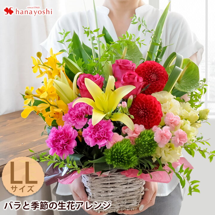 楽天市場 あす楽12時まで受付 フラワーアレンジメントバラと季節の花 おまかせ生花アレンジ Llサイズ画像配信 開店祝い 花 開業祝い おしゃれ 法人 周年祝い 誕生日 プレゼント 母 祖母 女性 アレンジメント お誕生日 お花 フラワーギフト 退職祝い 定年 結婚記念日 妻