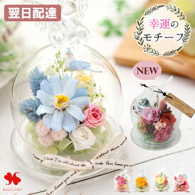 翌日配達 プリザーブドフラワー 幸運のモチーフ付 ガラスドーム ドーム 枯れない 花 誕生日 プレゼント お誕生日 結婚祝い 産休 お見舞い おしゃれ ギフト ギフト ブリザードフラワー お祝い 縁起物 退職祝い 開店祝い 冬ギフト いい夫婦の日 お歳暮 クリスマス お正月