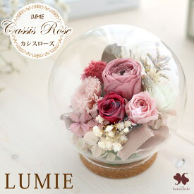 プリザーブドフラワー ガラスドーム 「LUMIE-ルミエ」ガーデン スイーツ お菓子 セット 花 誕生日 ギフト ドーム プレゼント オシャレ おしゃれ 枯れない バラ ガラス 結婚祝い 結婚記念日 退職祝い 開店祝い お祝い ブリザードフラワー 秋 敬老の日