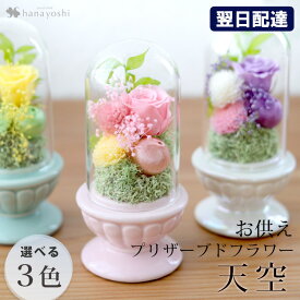 翌日配達 花 プリザーブドフラワー 仏花 お供え 花 ミニ ガラスドーム 「天空」 ドーム 枯れない お悔やみ ペット用 お悔み花 贈り物 仏壇用 法事 お供え物 命日 一周忌 三回忌 四十九日 法要 お花 供花 小さい おしゃれ 手元供養 喪中見舞い 即日発送