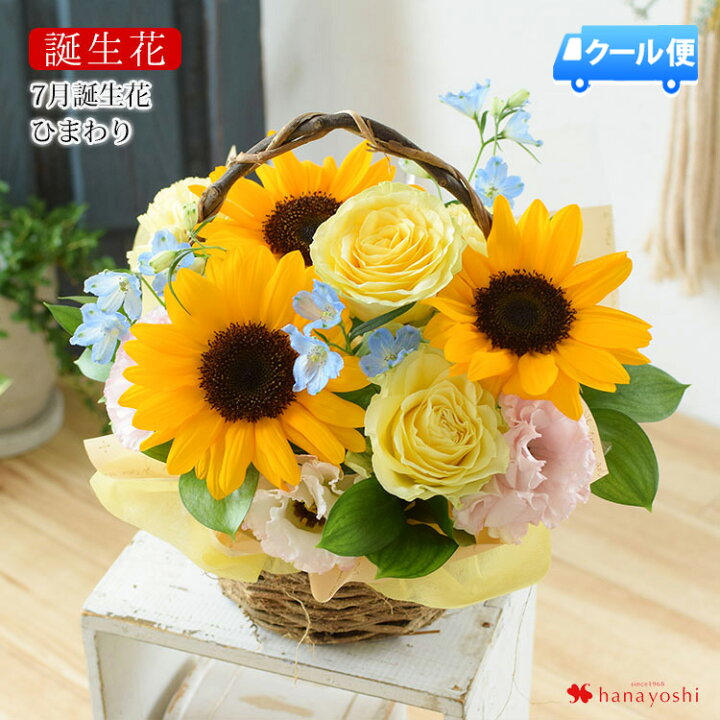 楽天市場 クール便でお届け 誕生花を使ったアレンジメント 7月 ひまわり 8月 アンスリウム 生花アレンジmサイズ 誕生日プレゼント 女性 母 祖母 義母 女友達 男性 父 花 誕生日 お祝い フラワー ギフト お誕生日 お花 米寿 古希 還暦 喜寿 祝い 還暦祝い 誕生日ギフト